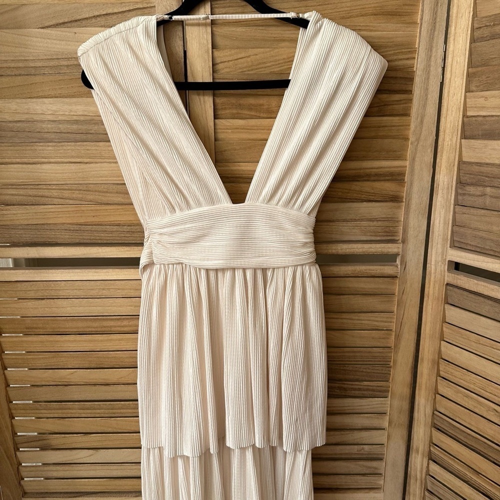 Sabina Musayev Ophelia Plisse Midi Dress in Ivory Size XS - Picture 5 of 9
